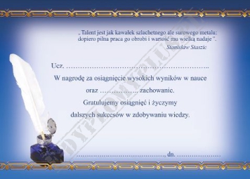 Dedykacja za wyniki w nauce
