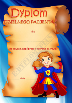 Dyplom dzielnego pacjenta A4 (supergirl)