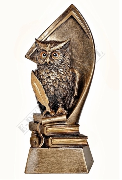 STATUETKA odlewana Sówka z książkami (brązowa)