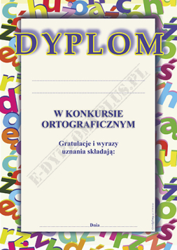 Dyplom za konkurs ortograficzny