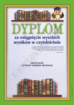 Dyplom za wyniki w czytelnictwie