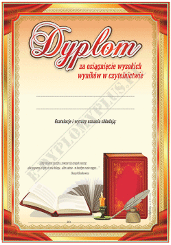 Dyplom za wyniki osiągnięte w czytelnictwie