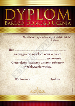 Dyplom bardzo dobrego uczenia